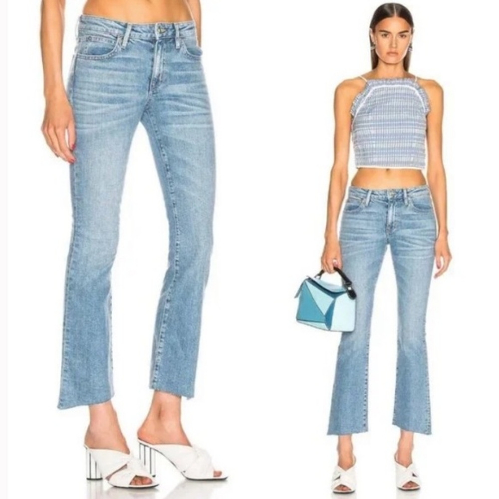 SLVRLAKE Scarlett Jeans Kick Flare Mid-Rise Raw Hem Size 25
